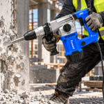 Forward Professional FRH-32/1200 1200W electric rotary hammer drill in blue and silver with auxiliary handle toolstationpakistan, toolstation.com