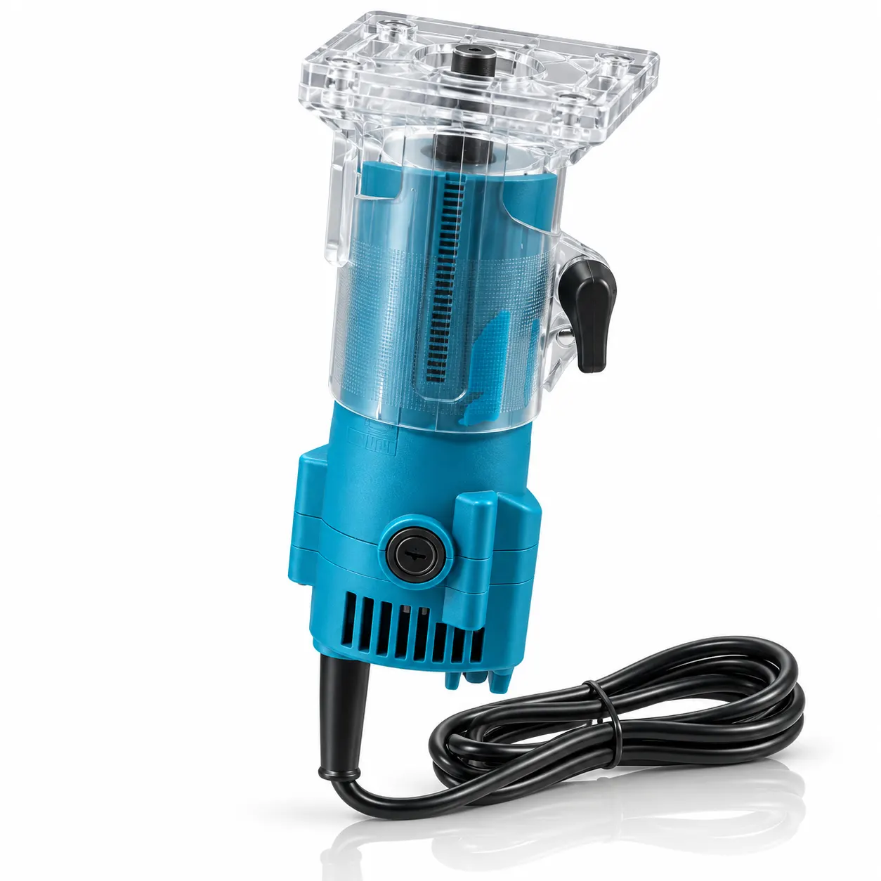 Electric Wood Trimmer Router Model 370/3702/3709 toolstationpakistan, toolstation.com Teal electric wood trimmer router model 370/3702/3709 with transparent base, power cord and metal guide accessories. toolstationpakistan, toolstation.com