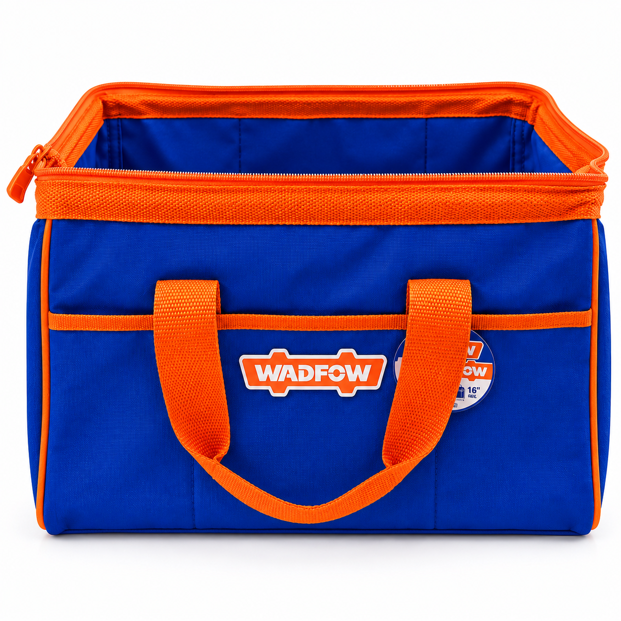 WADFOW 16-inch blue and orange heavy-duty tool bag with reinforced handles and four anti-slip feettoolstationpakistan, toolstation.com WADFOW 16-Inch Heavy-Duty Tool Bag Blue Orangetoolstationpakistan, toolstation.com